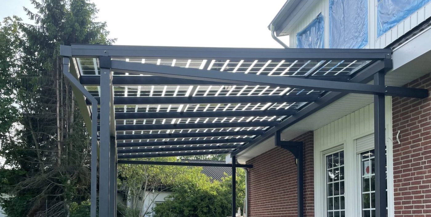 Solar-Terrassendach mit Glas-Glas-Modulen